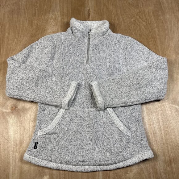 Prana Women’s White/Gray Long Sleeve 1/4 Zip Pullover Fleece Jacket Size Small - Picture 1 of 6
